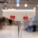 S925 Sterling Silver Pink Heart Diamond Stud Earrings