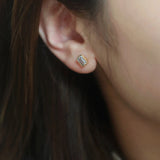 925 Silver Zircon Baguette Stud Earrings High Carbon Diamonds