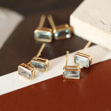 925 Silver Zircon Baguette Stud Earrings High Carbon Diamonds