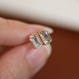 925 Silver Zircon Baguette Stud Earrings High Carbon Diamonds