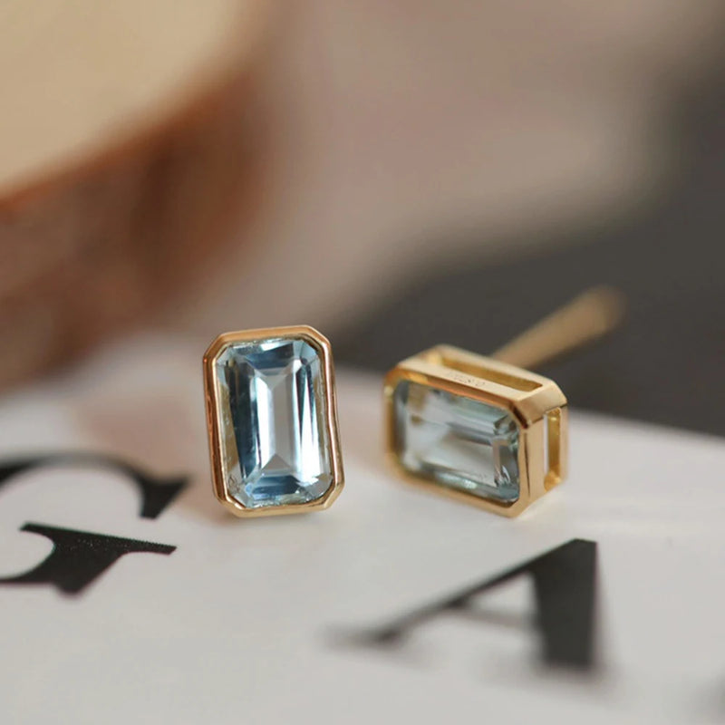 925 Silver Zircon Baguette Stud Earrings High Carbon Diamonds