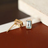925 Silver Zircon Baguette Stud Earrings High Carbon Diamonds