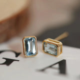 925 Silver Zircon Baguette Stud Earrings High Carbon Diamonds