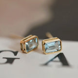925 Silver Zircon Baguette Stud Earrings High Carbon Diamonds