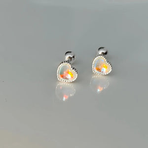 925 Silver Zircon Heart Stud Earrings Sparkling Diamond Jewelry