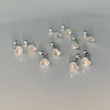925 Silver Zircon Heart Stud Earrings Sparkling Diamond Jewelry