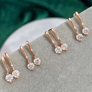 Silver Zircon Hoop Earrings for Women
