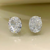 S925 Oval Diamond Stud Earrings Zircon Sparkling High Carbon Jewelry