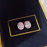 S925 Oval Diamond Stud Earrings Zircon Sparkling High Carbon Jewelry
