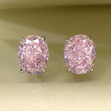 S925 Oval Diamond Stud Earrings Zircon Sparkling High Carbon Jewelry