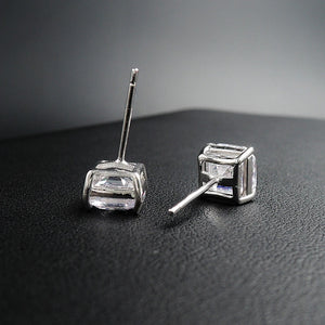 Sterling Silver Zircon Diamond Stud Earrings