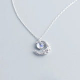 S925 Silver Moon Necklace Glass Women Pendant Jewelry Holiday Gift