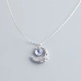 S925 Silver Moon Necklace Glass Women Pendant Jewelry Holiday Gift