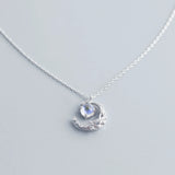 S925 Silver Moon Necklace Glass Women Pendant Jewelry Holiday Gift