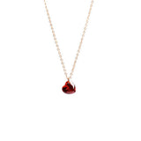 S925 Sterling Silver Heart Necklace Red Diamond Pendants