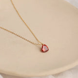 S925 Sterling Silver Heart Necklace Red Diamond Pendants