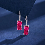 Sterling Silver Rectangular Diamond Hoop Earrings 6 * 12mm