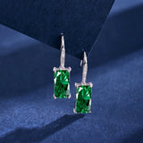 Sterling Silver Rectangular Diamond Hoop Earrings 6 * 12mm