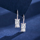 Sterling Silver Rectangular Diamond Hoop Earrings 6 * 12mm