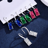 Sterling Silver Rectangular Diamond Hoop Earrings 6 * 12mm