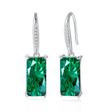 Sterling Silver Rectangular Diamond Hoop Earrings 6 * 12mm