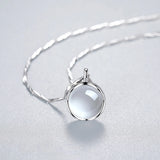 S925 Silver Round Pendant Necklace Clavicle Chain