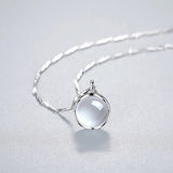 S925 Silver Round Pendant Necklace Clavicle Chain