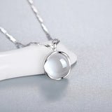 S925 Silver Round Pendant Necklace Clavicle Chain