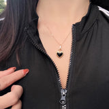 S925 Silver Necklace Shellstone Heart Pendant Women Jewelry Party