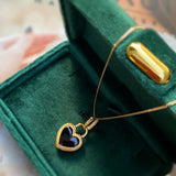 S925 Silver Necklace Shellstone Heart Pendant Women Jewelry Party