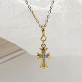 S925 Sterling Silver Cross Necklace Zircon Pendant Clavicle Chain