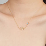S925 Sterling Silver Palm Necklace Eye Pendant Chain