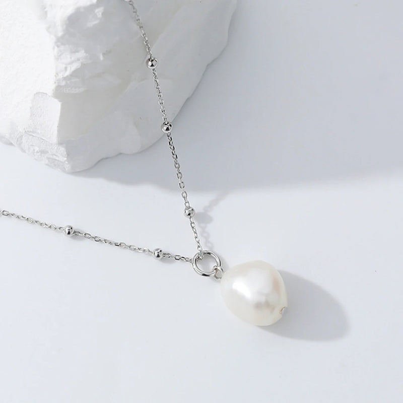 Baroque Pearl Necklace Sterling Silver Women's Collar Chain
