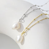 Baroque Pearl Necklace Sterling Silver Women's Collar Chain