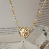 S925 Sterling Silver Compass Necklace Women's Holiday Jewelry