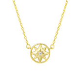 S925 Sterling Silver Compass Necklace Women's Holiday Jewelry
