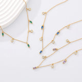 925 Silver Rectangle Zircon Necklace for Women