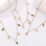 925 Silver Rectangle Zircon Necklace for Women