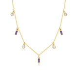 925 Silver Rectangle Zircon Necklace for Women
