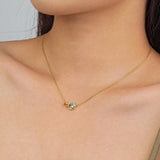 Moon & Circle Pendant Silver Necklace with Shellstone