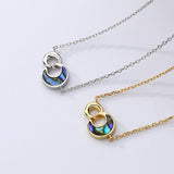 Moon & Circle Pendant Silver Necklace with Shellstone