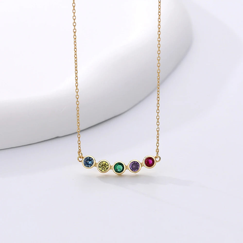 S925 Sterling Silver Multicolored Zircon Necklace Women Jewelry