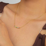 S925 Sterling Silver Multicolored Zircon Necklace Women Jewelry
