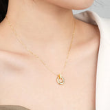 S925 Oval Circle Necklace Zircon Collar Chain Jewelry