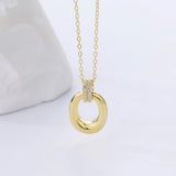 S925 Oval Circle Necklace Zircon Collar Chain Jewelry