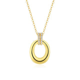 S925 Oval Circle Necklace Zircon Collar Chain Jewelry