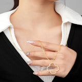 Sterling Silver Four Leaf Grass Necklace with Zircon