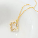 Sterling Silver Four Leaf Grass Necklace with Zircon