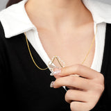 Sterling Silver Four Leaf Grass Necklace with Zircon