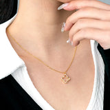 Sterling Silver Four Leaf Grass Necklace with Zircon